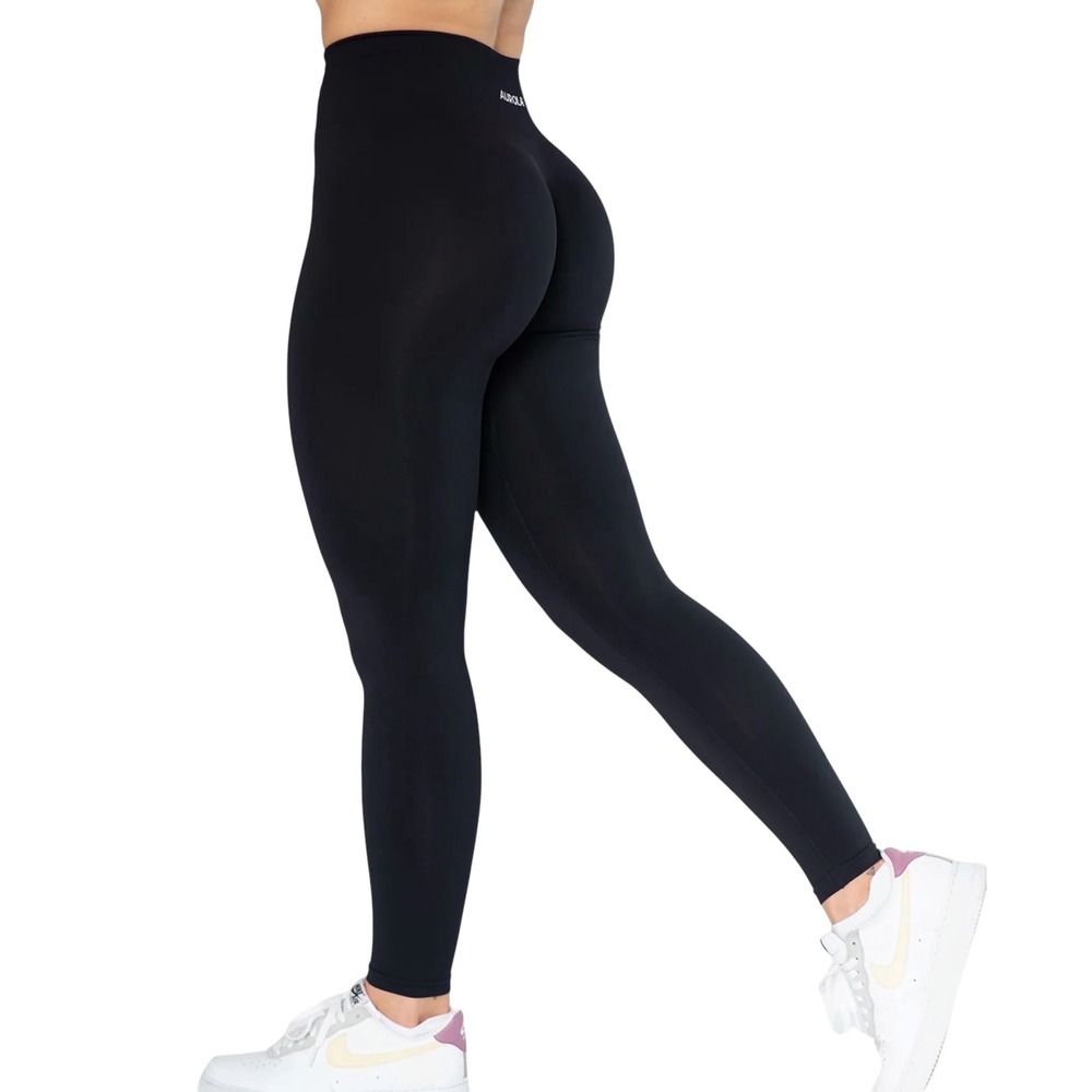 Aurola Leggings Seamless Scrunch Butt High Waisted Black Womens Small